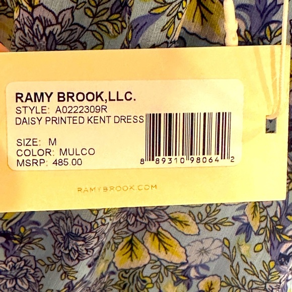 NWT Ramy Brook Kent Daisy Printed Midi Dress In Blue Size Medium - Picture 12 of 12